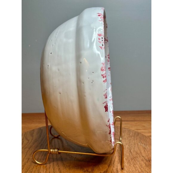 Bybee Pottery KY Christmas Poinsettia Flower Pink White Spongeware Mixing Bowl - Picture 9 of 16